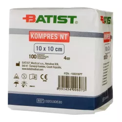Kompresy włókninowe 10 x 10 cm, 4 W, 100 szt.