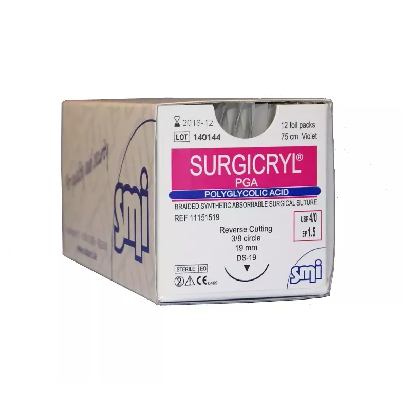 Surgicryl multifilament fioletowy z igłą odwrotnie tnącą (3/8 koła) Surgicryl multifilament fioletowy z igłą odwrotnie tnącą (3/8 koła)