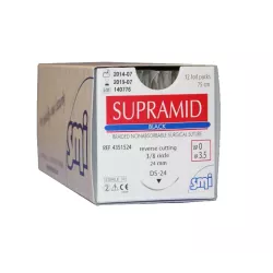 Supramid black multifilament USP 4/0 igła prosta 12 saszetek