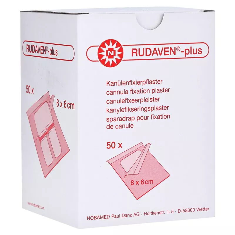 Rudaven® plus  sterylny opatrunek do mocowania kaniul 8 x 6 cm (50 szt.) Rudaven® plus  sterylny opatrunek do mocowania kaniul 8 x 6 cm (50 szt.)