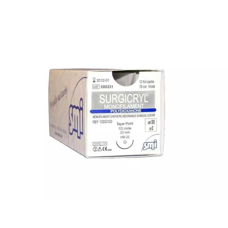 Surgicryl monofilament fioletowy z igłą odwrotnie tnącą (3/8 koła) Surgicryl monofilament fioletowy z igłą odwrotnie tnącą (3/8 koła)