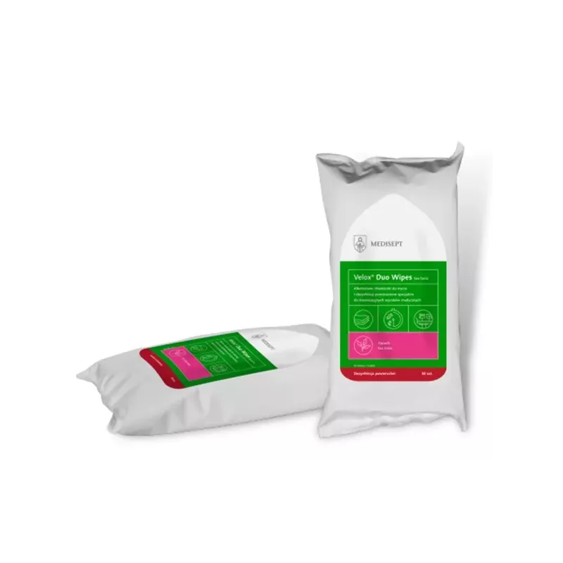Velox Duo Wipes - flowpack Alkoholowe chusteczki do mycia i szybkiej dezynfekcji Tea tonic Velox Duo Wipes - flowpack Alkoholowe chusteczki do mycia i szybkiej dezynfekcji Tea tonic