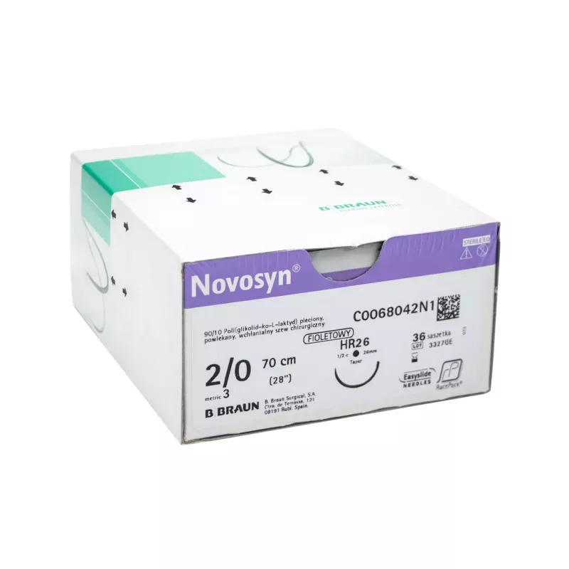Safil Novosyn B.Braun fioletowy z igłą okrągłą (1/2 koła) Safil Novosyn B.Braun fioletowy z igłą okrągłą (1/2 koła)