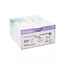 Safil Novosyn B.Braun fioletowy z igłą odwrotnie tnącą (3/8 koła)